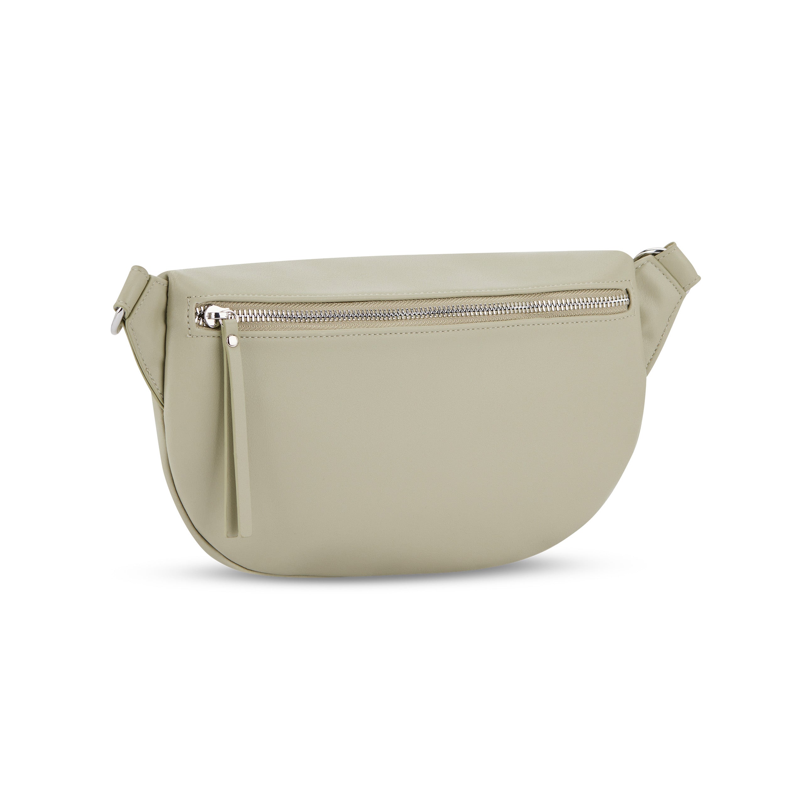 Bauchtasche Alice Medium aus glattem Leder in hellem Beige mit Reißverschlussfach vorne