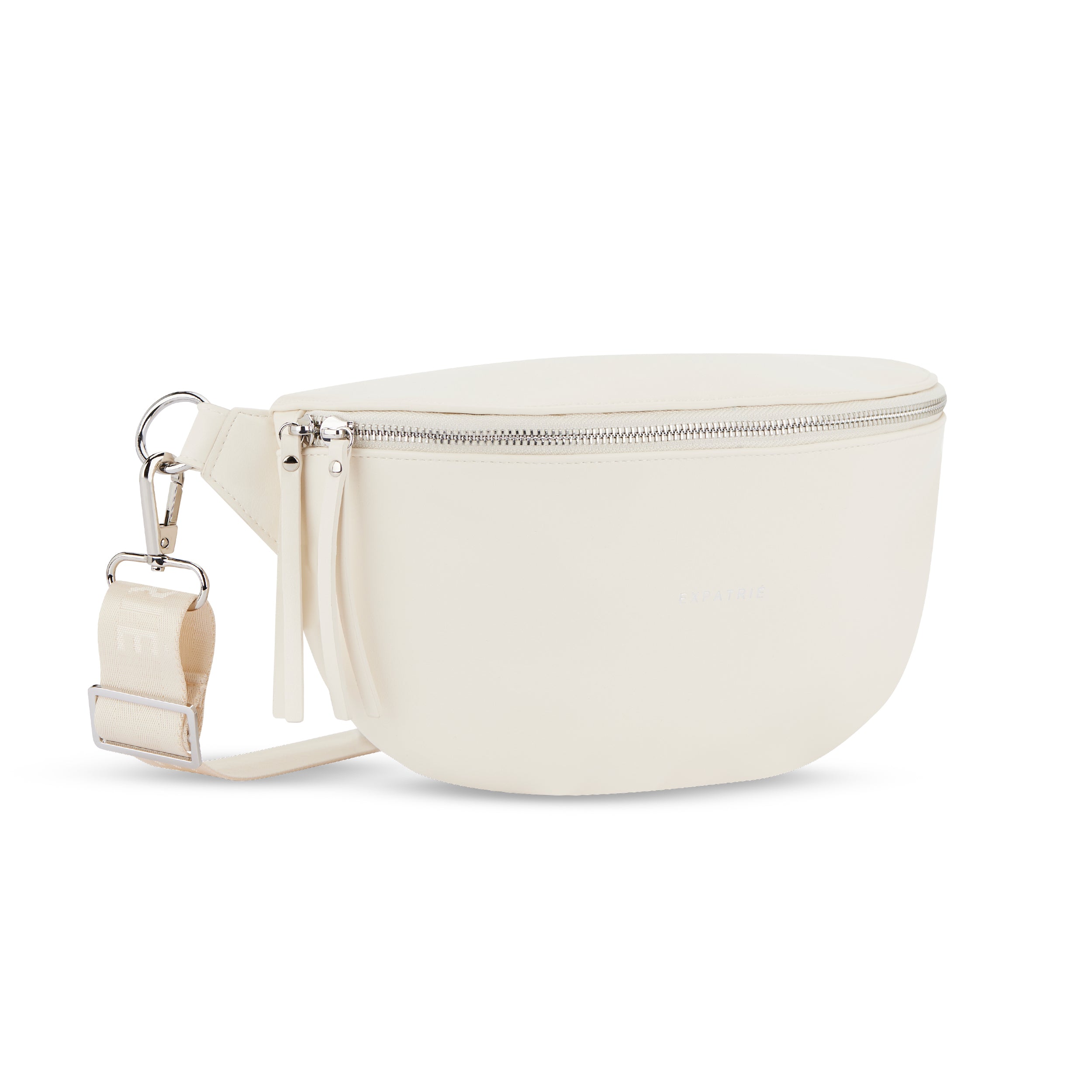 Cremefarbene Bauchtasche Alice Medium mit Reißverschluss und verstellbarem Gurt