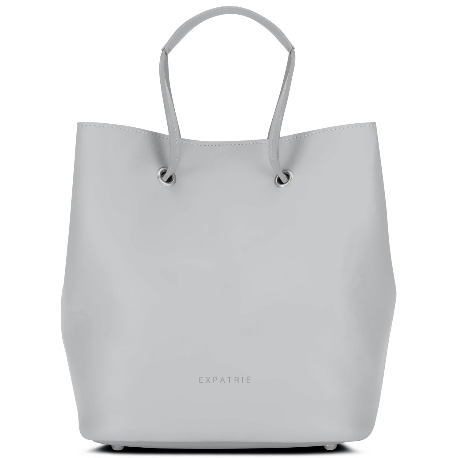 Graue Bucket Bag klein für Damen. #farbe_grau