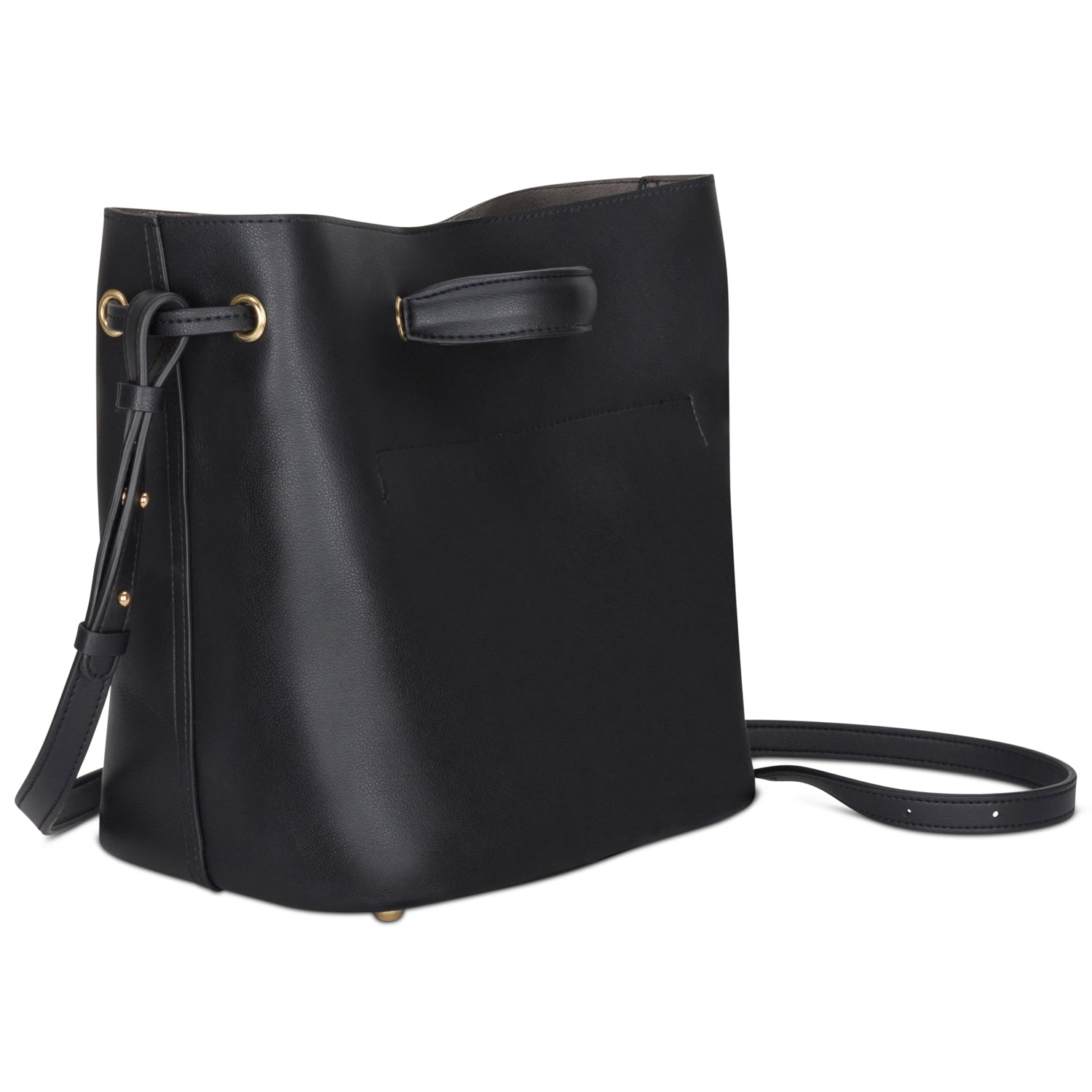 Bucket Bag aus hochwertigem Kunstleder. #farbe_schwarz