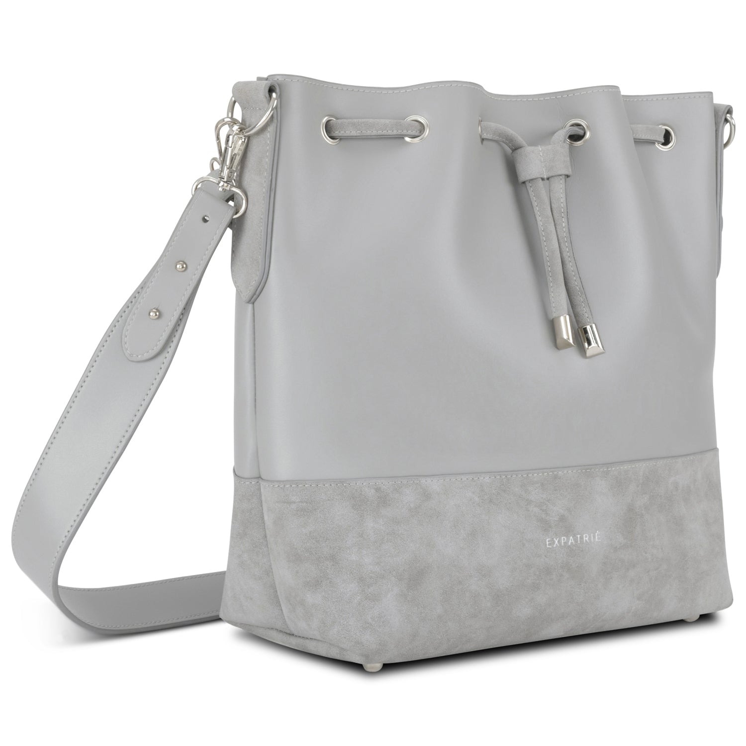 Moderne Bucket Bag für Damen. #farbe_grau