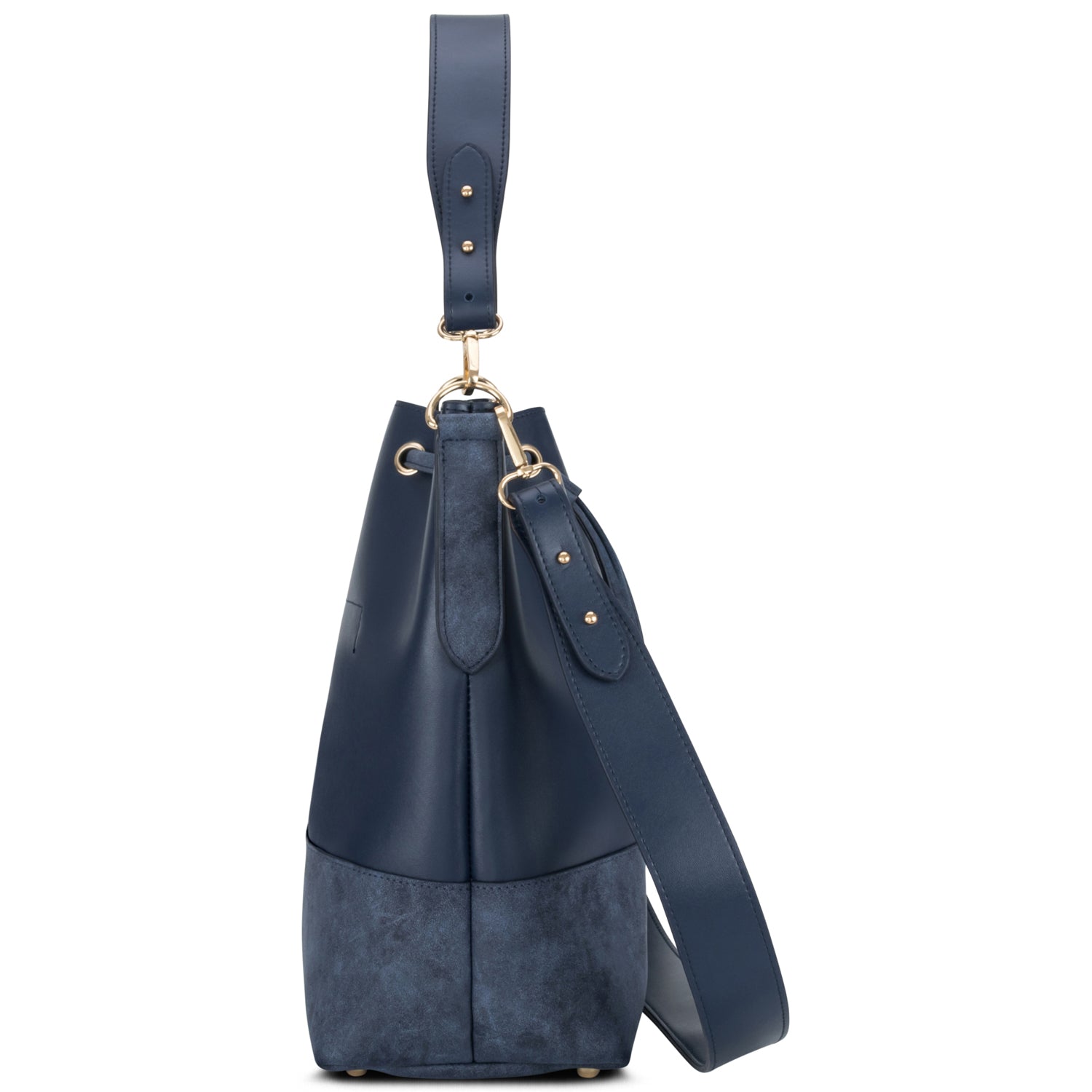 Stylische Bucket Bag aus Kunstleder. #farbe_blau