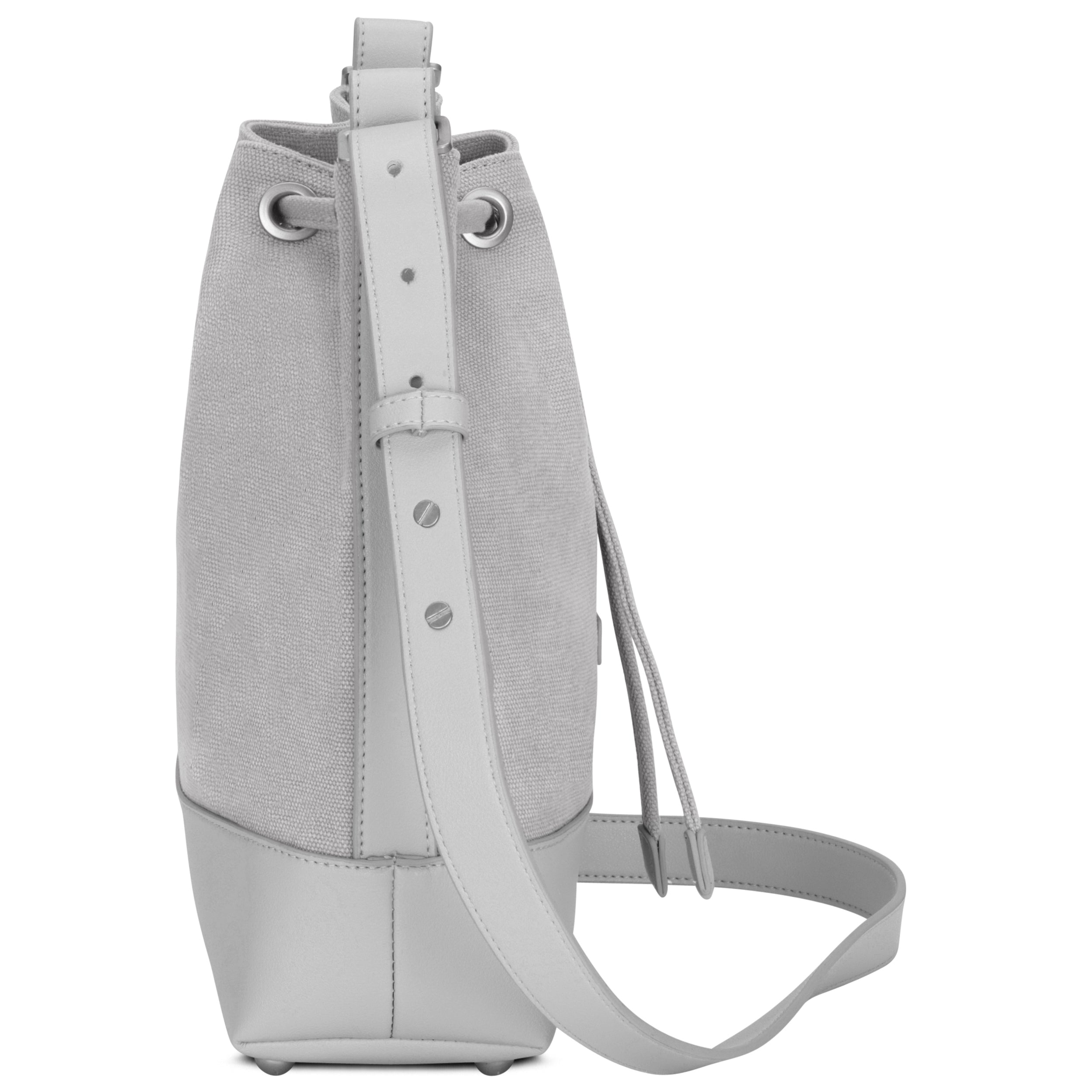 Kleine stylische Bucket Bag für Damen. #farbe_grau