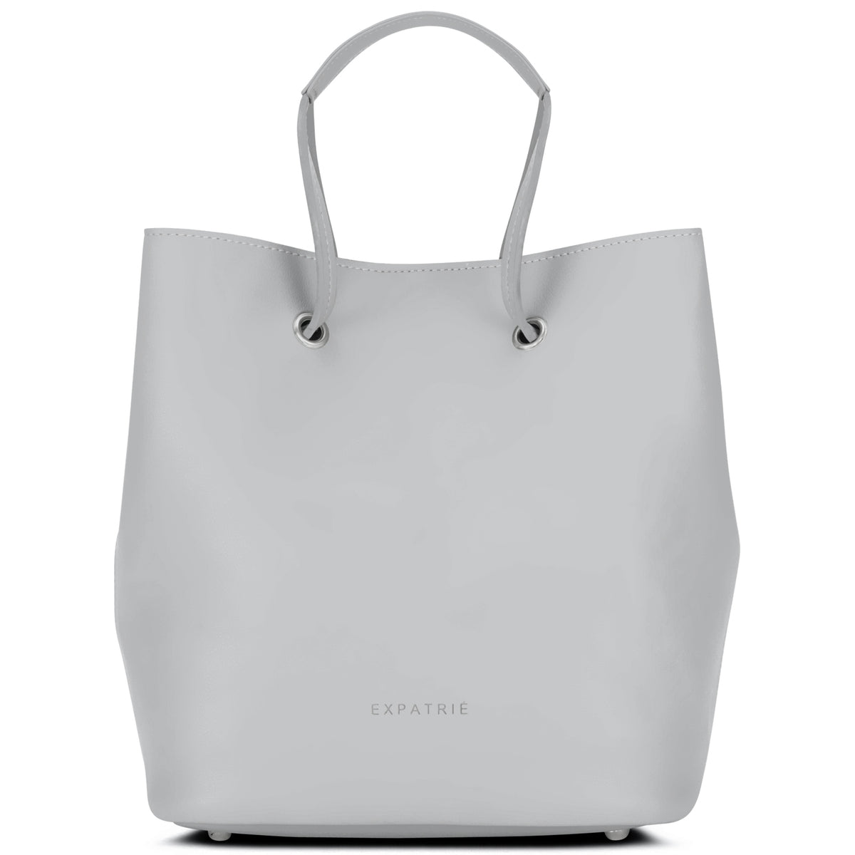Graue Bucket Bag klein für Damen. #farbe_grau