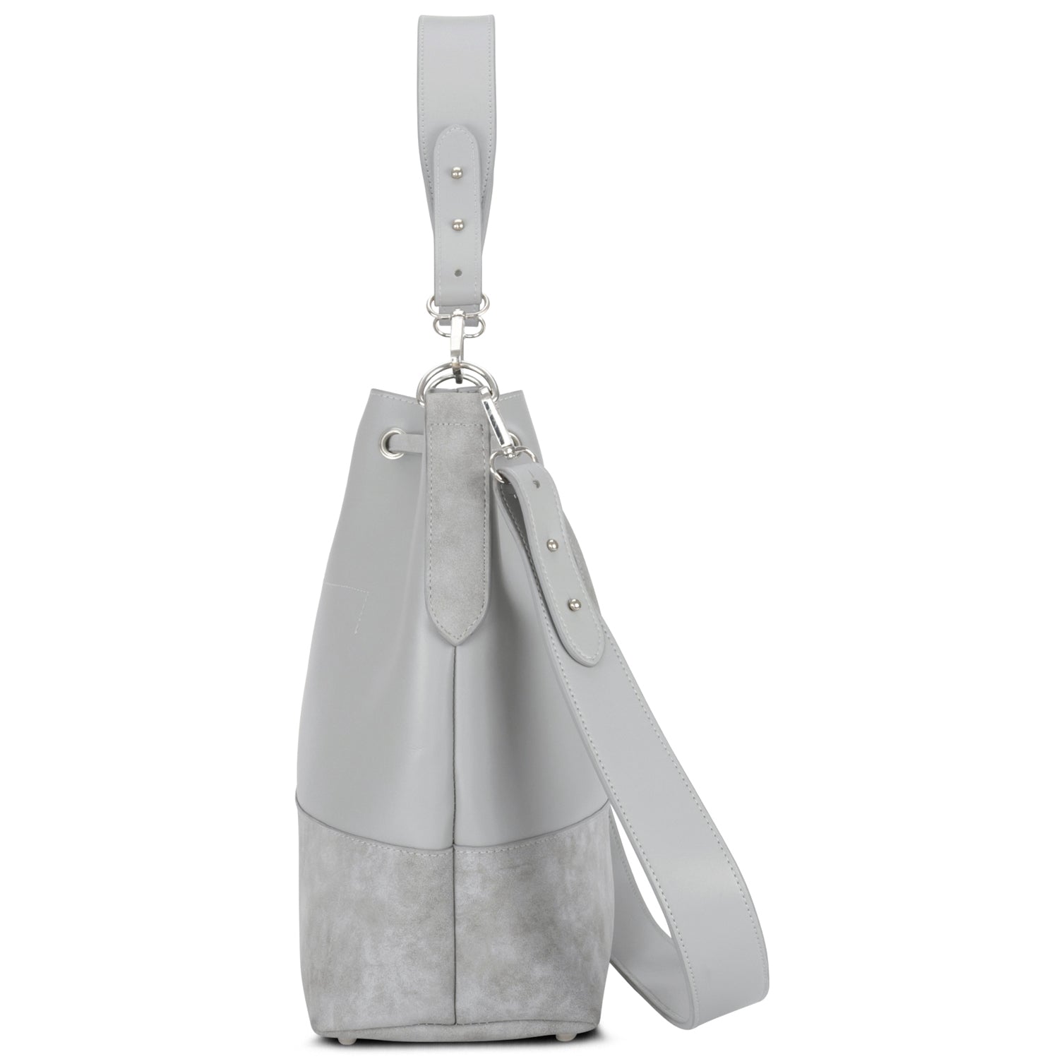 Stylische Bucket Bag in hellgrau für Damen. #farbe_grau