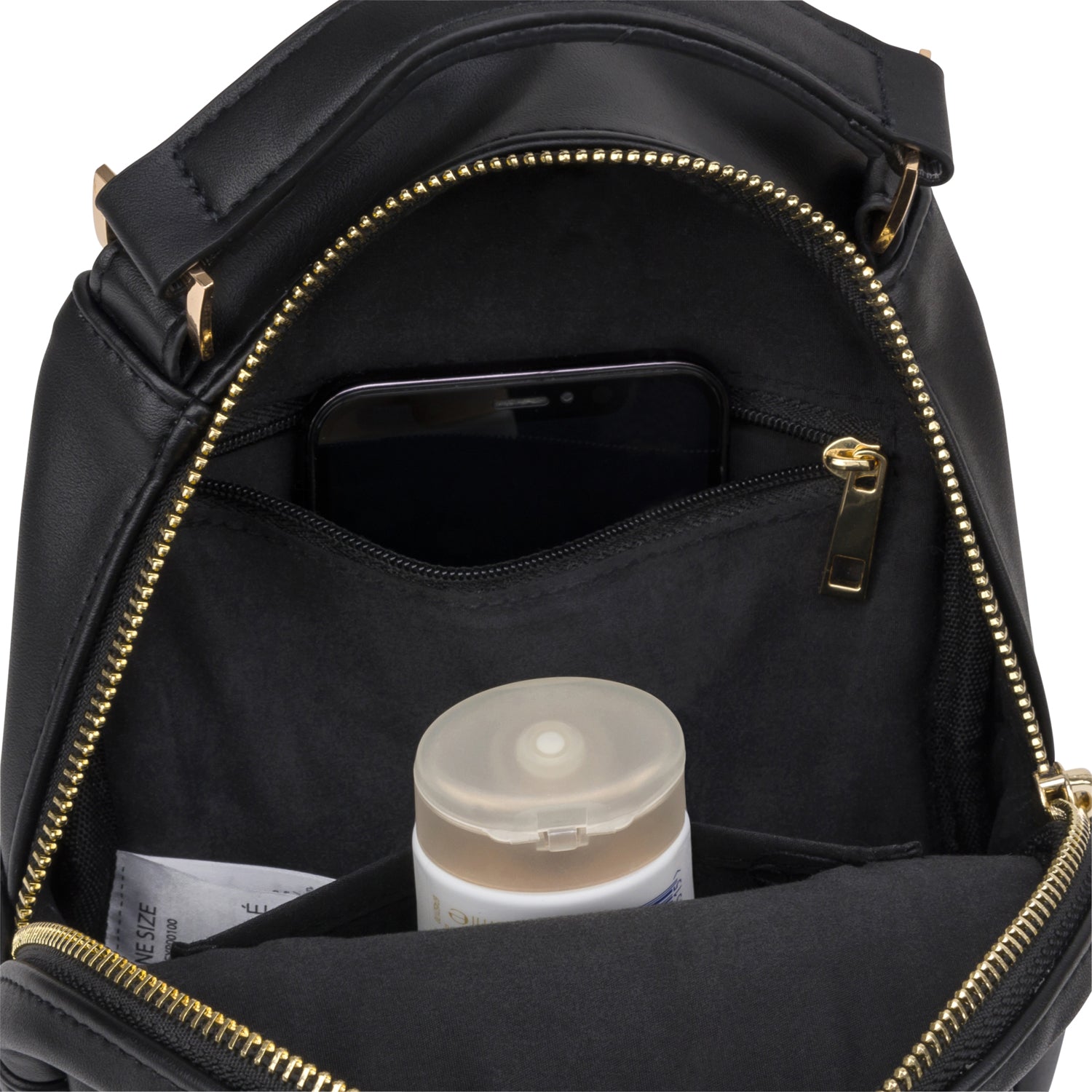 Black fashion mini backpack leather