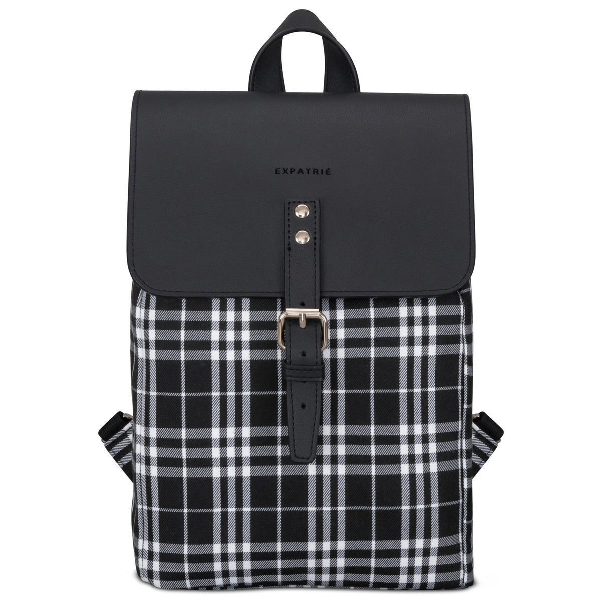 Checkered Backpack For Women, Mini Faux Leather Daypack, Plaid